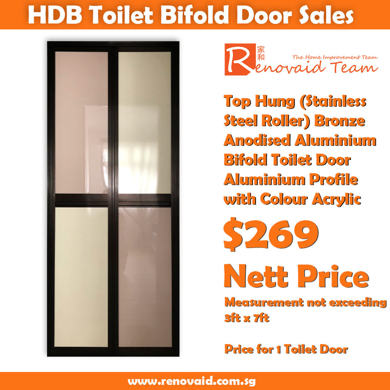 1 hdb ba top hung premium aluminum bifold toilet door $269