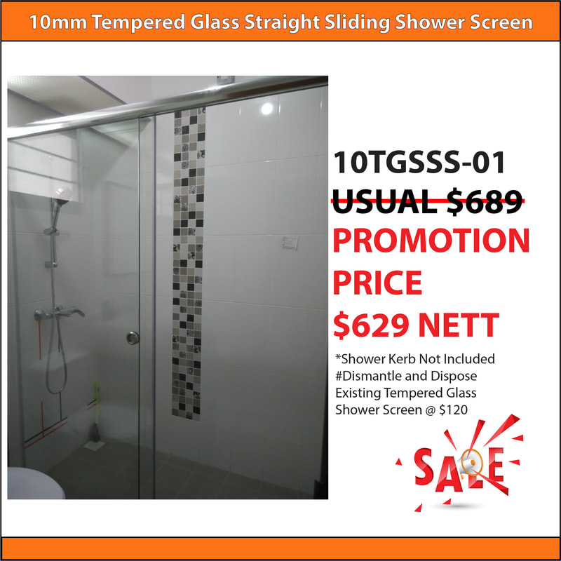 10mm Tempered Glass (Straight) Shower Screen Promotion Price