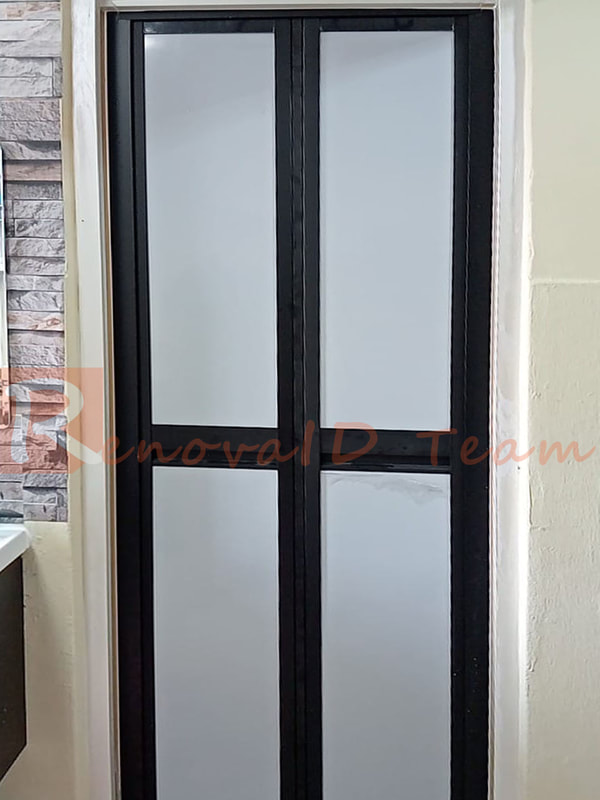 black frame aluminium toilet bifold door