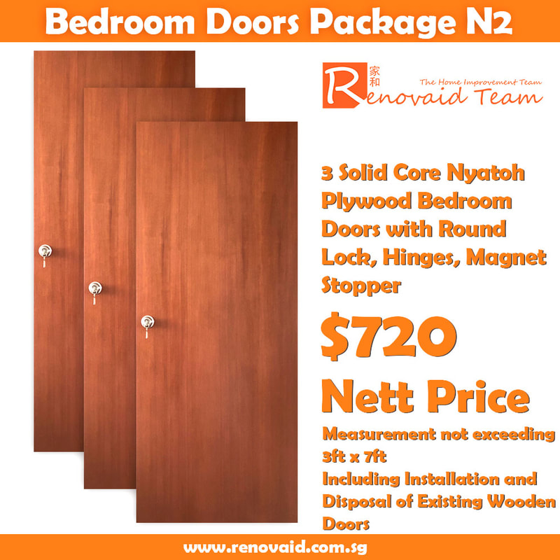 3 solid core nyatoh plywood bedroom doors