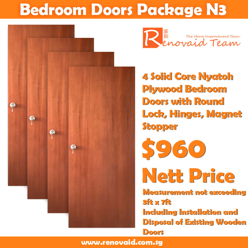4 solid core nyatoh plywood bedroom doors