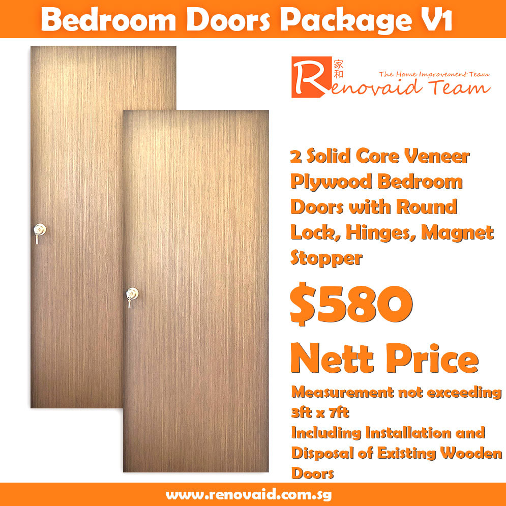2 Veneer Plywood Bedroom Doors
