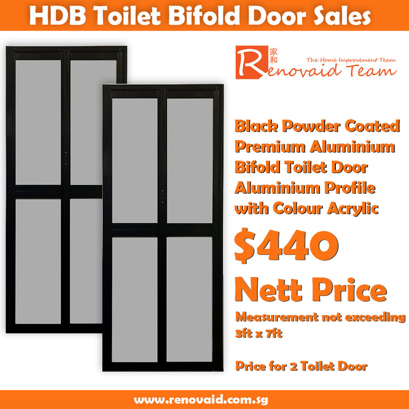 hdb black aluminium bifold toilet door