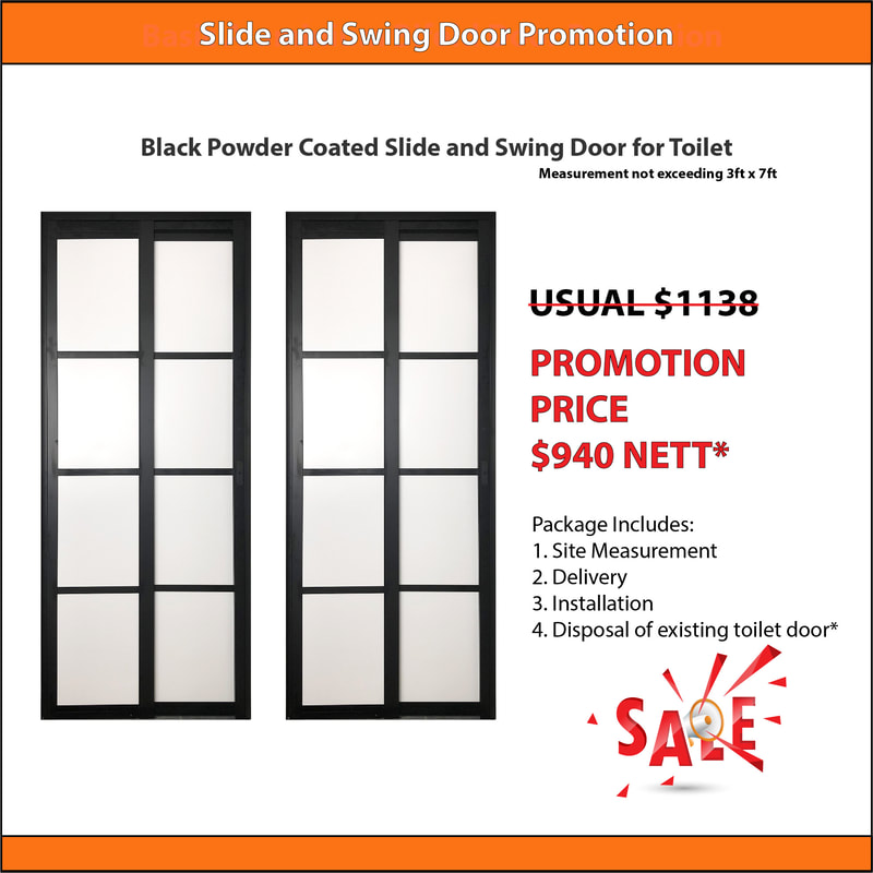 slide and swing door (black powder coated) promotion