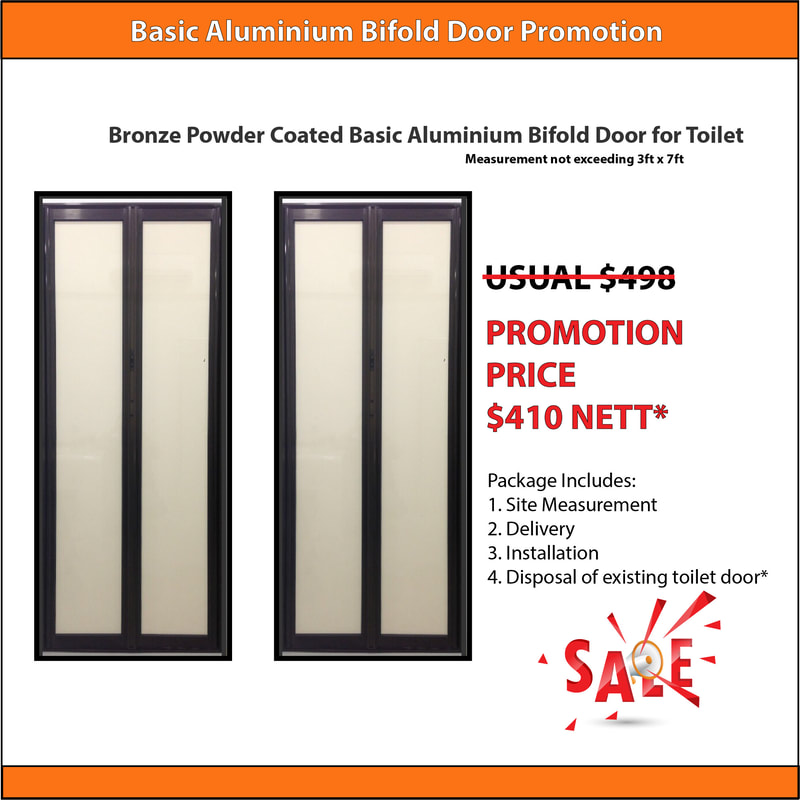 basic aluminium bifold toilet door for hdb