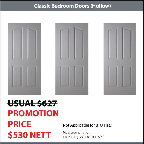 classic door for 3 hdb bedrooms - renovaid team