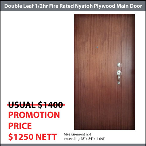 1/2hr Fire Rated Double Leaf Nyatoh Plywood HDB Main Door