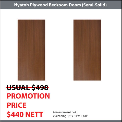 Nyatoh Plywood Doors for 2 Bedrooms