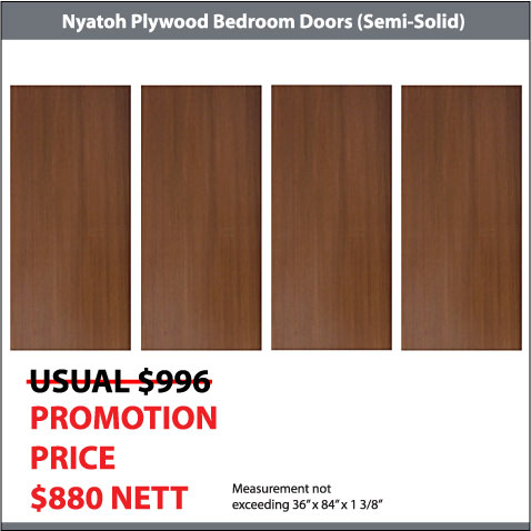 Nyatoh Plywood Doors for 4 Bedroom