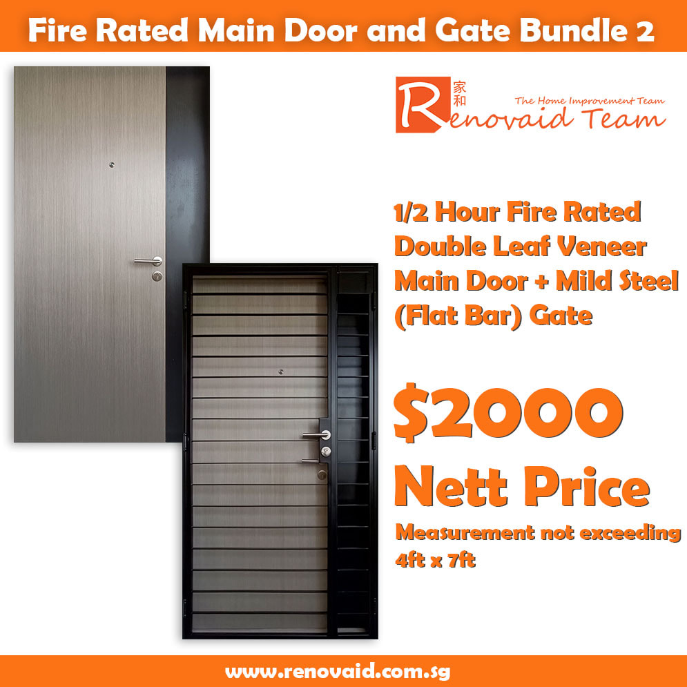 hdb fire rated main door and mild steel gate promotion
