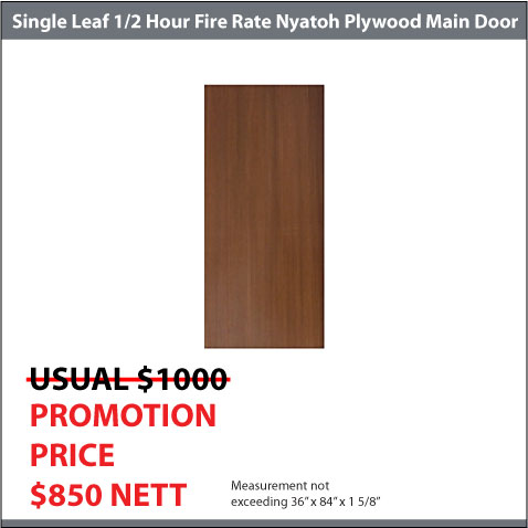 1/2hr Fire Rated Nyatoh Plywood HDB Main Door