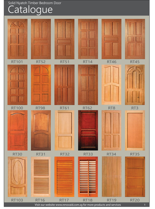 Nyatoh Timber Doors For Hdb Bedroom, Wooden Door With Glass Panel Singapore