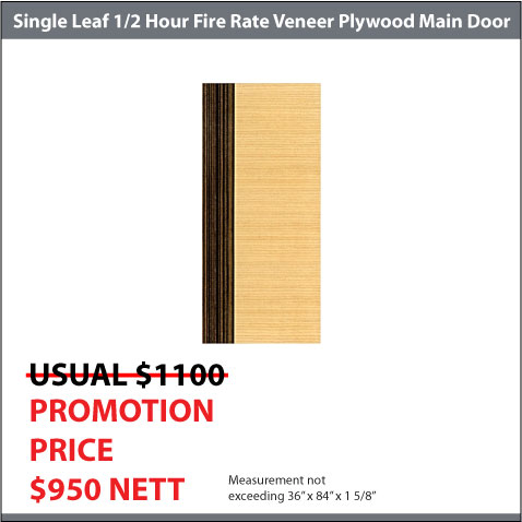 1/2hr Fire Rated Veneer Plywood HDB Main Door